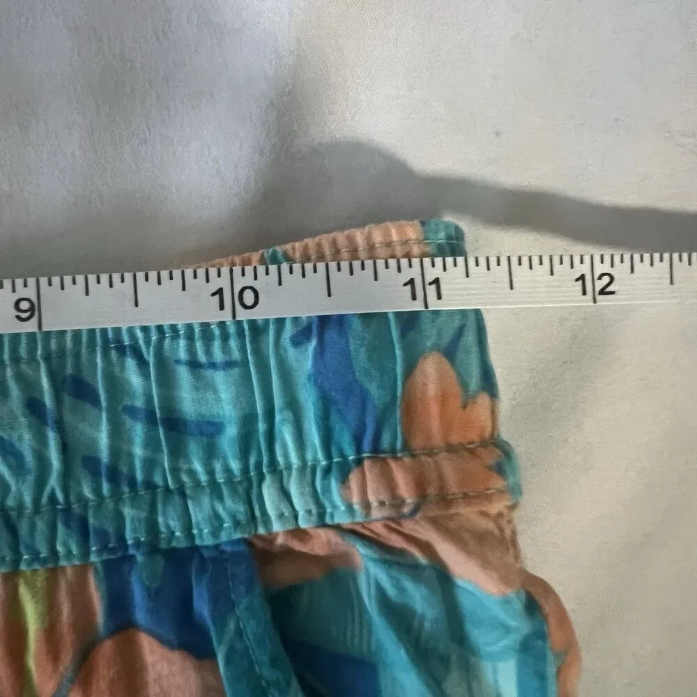 Hurley Boys swim Trunks, Blue With Teal Foliage And Orange‎ Florals, Size 7
